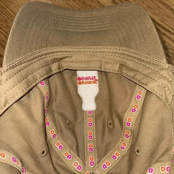 dunkin’ donuts DD logo coffee ball cap hat khaki color adjustable baseball cap - Picture 10 of 10